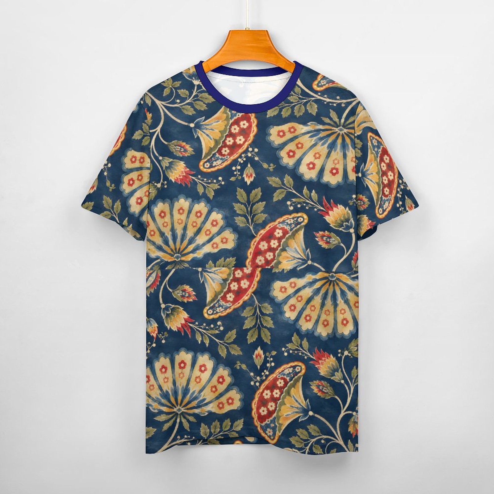 All over mugal print sanganeri bagru indian art Hand paisley print tee shirt. All over mugal print sanganeri bagru indian art Hand paisley print tee shirt.
