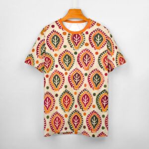 All over mugal print sanganeri bagru indian art paisley print tee shirt.