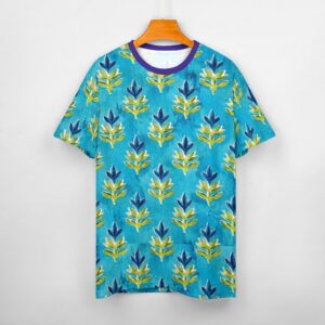 All over mugal print sanganeri bagru indian art paisley print tee shirt.
