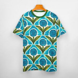 How to Choose Comfortable and Breathable Ethnic Print Cotton T-Shirts for Everyday Casual and Office Wear All over mugal print sanganeri bagru indian art paisley print tee shirt.