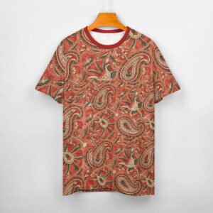 All over mugal print sanganeri bagru indian art paisley print tee shirt.
