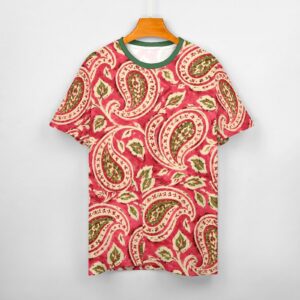 All over mugal print sanganeri bagru indian art paisley print tee shirt.